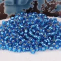 Perline di rocciasse argentate 2mm perle di vetro blu per gioielli fai da te fatti a mano - 10.00g / Blu Foderato in Argento