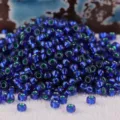 2mm perline di rocaille argento foderato blu per la creazione di gioielli fai da te - 10.00g / Blu Esterno Verde Interno