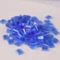 Blue square two hole glass beads for DIY jewelry making bracelets crafts project - 10.00g / TILA-261