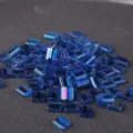 Blue iridescent square two-hole glass beads transparent DIY crafting Miyuki style - 10.00g / TILA-291