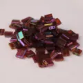 Miyuki style Tila square two-hole glass beads iridescent purple loose DIY jewelry making 10g - 10.00g / TILA-301