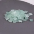 Pale green frosted square two-hole glass beads, perfect for DIY jewelry making and crafting. - 10.00g / TILA-2559