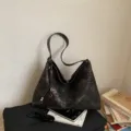 Grote casual minimalistische shopper tas retro niche faux suedine schoudertas handtas - 41*10*30 / Zwart