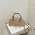 Vintage suede top handle bag, retro casual shoulder handbag with double zipper closure. - No Pendant / 25*9*13cm / Khaki