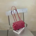Vintage rosenrote Wildleder Kissen Umhängetasche mit langen Trägern elegante Damen Achseltasche - 23*11*12 / Rosa