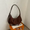 Vintage braune Wildleder Hobo Schultertasche, große Kapazität modische Freizeittasche. - Kaffeebraun