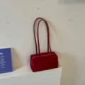 Red suede shoulder bag retro minimalist pillow bag long strap daily commuting chic purse - 23*11*12 / Red
