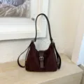 Dunkelbraune Wildleder Umhängetasche minimalistische lässige große Kapazität Hobo Handtasche. - Ohne Anhänger / Kaffeebraun