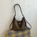 Braune Wildleder Umhängetasche lässig minimalistisch große Kapazität Shopper Damen Mode. - Ohne Anhänger / Grün
