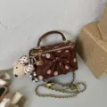 Braune Pünktchen Kosmetiktasche mit Schleife und Bär Anhänger für Damen Mode Variante - 18*8*12 Ohne Anhänger / Braun