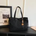 Schwarze Wildleder Shopper Tasche Grosse Kapazitat Freizeit Umhängetasche Damen Handtasche - Schwarz