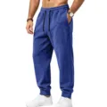 Men's blue fleece sweatpants featuring an elastic drawstring waist and cuffed ankles for comfort. - S / Bottoms / Sapphire Blue