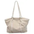 Beige grote shopper tas detailweergave, casual PU lederen schoudertas voor dagelijks gebruik. - Eén maat / Broken Wit