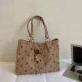 Lässige schicke Polka-Dot-Wildleder-Handtasche, große alltägliche Umhängetasche für Damen. - Ohne Anhänger / Khaki