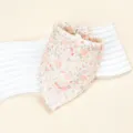 Soft baby cotton gauze bib with floral print, double layer triangle bandana for newborn babies. - Small Pink Flower Rabbit