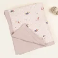 Thickened baby blanket with cute puppy print and solid color border, soft cotton gauze. - 90x100 cm / Plaid Puppy