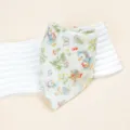Detailed view of the soft cotton gauze baby bib featuring a charming classic duck illustration. - Green Duck