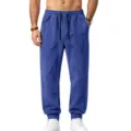 Pantalón de chándal de ante suave hombre azul joggers casual con cordón deportivos cómodos - S / Bottoms / Azul Zafiro