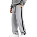 Men Casual Fleece Lined Sweatpants Winter Straight Leg Drawstring Athletic Pants Grey - Light Gray