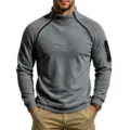 Men's fleece stand collar sweatshirt with dual zippers and raglan sleeves detail. - S / Tops / Gray