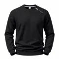 Detailansicht des schwarzen Herren Fleece Sweatshirts mit diagonalem Schulter-Reißverschluss. - S / Oberteile / Schwarz