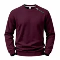 Herren Fleece-Sweatshirt mit diagonalem Reißverschluss, einfarbiger Pullover für den Winter. - Burgunderrot