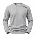 Detailansicht des lässigen einfarbigen Fleece-Sweatshirts für Herren mit Reißverschluss. - S / Oberteile / Hellgrau