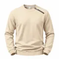 Herren lässiges Fleece Sweatshirt einfarbig Rundhals Pullover mit diagonalem Reißverschluss Top - S / Oberteile / Aprikose