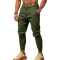 Pantaloni Jogging Uomo cachi Casual con Coulisse Girovita Elastico Sportivi Lunghi - Taglia S / Verde militare