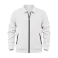 Men's waffle knit lapel jacket with zipper closure and side pockets for casual daily wear. - S / Tops / White