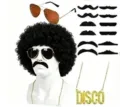 70s disco costume set with afro wig sunglasses mustache and disco necklace for men party - M / Set / Accessories Set / Black