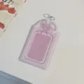 Cute pink rabbit ear lace photocard holder 3 inch polaroid storage display acrylic pendant. - Pink Bowknot Style / 3 Inch (8x14cm)