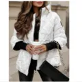 Mujer moda chaqueta acolchada con capucha invierno cálido abrigo casual elegante - S / Tops / Blanco