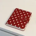 Red polka dot mini photocard binder and cute polaroid storage album detail display. - Red with White Polka Dots (Two-Grid)