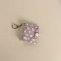 Mini purple polka dot photo album keychain with heart cutout and snap closure for 2-inch cards. - Purple