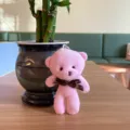 Lindo llavero de peluche osito rosa suave muñeca bolso adorno para regalo de niños - Oso de Cabeza Grande - Rosa Claro