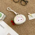 Bonito monedero de felpa con bordado de conejo y colgante de cereza para pequeños objetos. - Monedero de Conejo de Cereza