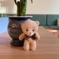 Llavero de oso de peluche lindo detalle de bolso, muñeca de animal de dibujos animados. - Oso de Cabeza Grande - Albaricoque