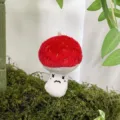 Lindo colgante de seta de peluche llavero suave juguete relleno abalorio de bolso - Hongo Amanita