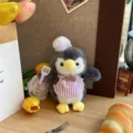 Lindo peluche de pingüino chef con delantal a rayas y espátula regalo para niños - Pingüino Chef / Aproximadamente 17cm