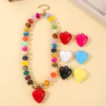Collar de cuentas de resina colorida estilo dopamina con varios colgantes corazón. - Estilo Corazón / Cuenta Plana Colorida