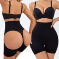 High waist tummy control shapewear shorts with butt lifter design for women, black. - XS / Bottoms / Black