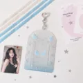 Acrylic 3 inch photocard holder cute blue gradient kpop star card protector pendant sleeve - Bow Pendant / Blue