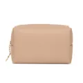 Khaki PU Cosmetic Bag Portable Square Makeup Pouch Travel Toiletry Storage Bag Variant - Almond Blossoms