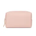 Pink waterproof PU leather cosmetic bag travel portable makeup organizer pouch for women - Blue Pink