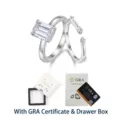 S925 Sterling Zilver Smaragd Slijp Moissaniet Dubbele Ring Set met GRA Certificaat - US Maat 5 = HK Maat 11 / Octagon Moissaniet Ring 2ct met Certificaat & Doos (R15333) / Zilver