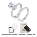 S925 Sterling Zilver Moissanite Ring Set Stapelbare Ovale Verloving Bruiloft Sieraden - US 5 / Ovaal Moissaniet Ring Set met Certificaat & Doos (R15508) / Zilver