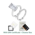 S925 Sterling Zilver Smaragd Slijp Moissanite Ring Set Stapelbaar Verloving Trouwringen Set - US Maat 5 = HK Maat 11 / Grote Octagon Stapelbare Cadeaueldoos Stijl (R15510) / Zilver