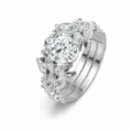S925 sterling zilver markies en ovaal moissaniet stapelring set voor vrouwen huwelijk verloving - US 5 / Marquise Stapelbare Stijl (R16387)