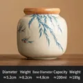 Mini pot à thé en céramique chinoise avec couvercle en bois, motif saule bleu scellé. - Boîte à Thé Cendres de Paille Peinte à la Main - Oriole Chaleureux & Saule